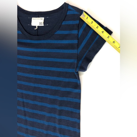 Rag & Bone Knit Mini Dress Pockets Navy & Blue Stripe - Picture 12 of 12